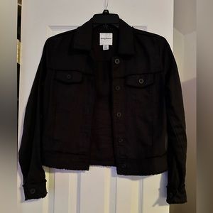 Tommy Bahama Two Palms Linen Raw-Edge Jacket, Black, Size Small